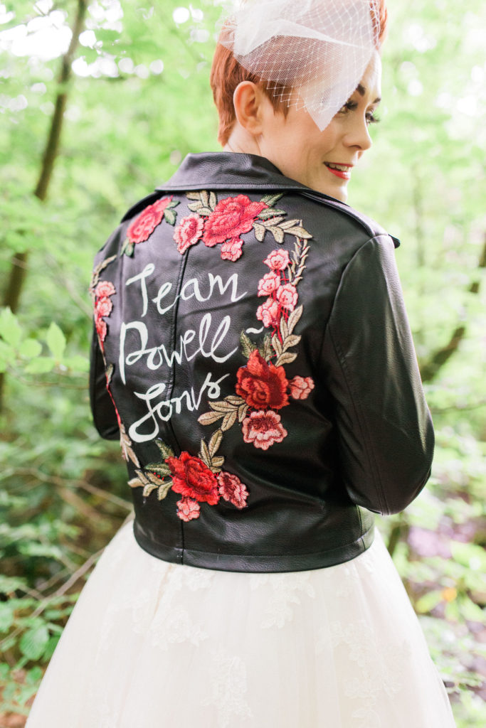 bride in leather jacket