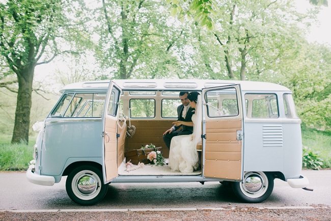 VW camper at a Rivington Hall barn wedding