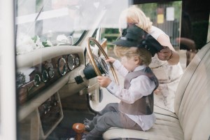 Page boy in wedding car Eaves Hall