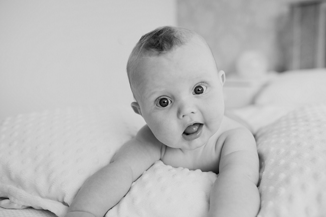 black and white baby photo