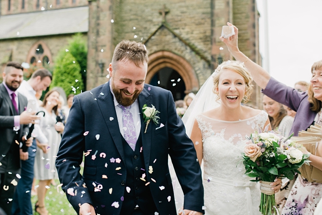 confetti at a wedding at St Andrew's in Longton