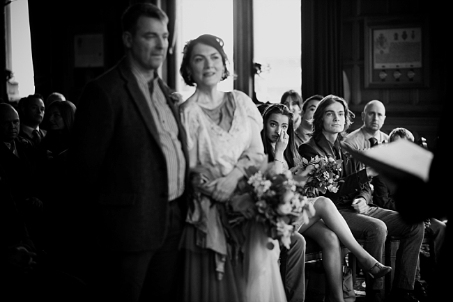 emotional bridesmaid at a chester town hall wedding