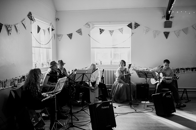 live folk band at an eccleston village hall wedding