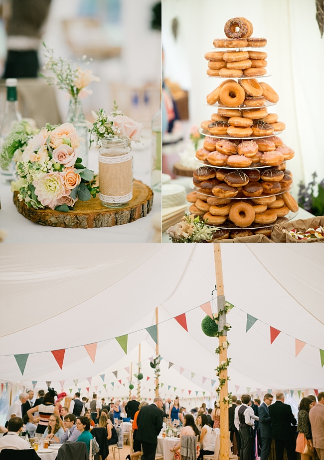 doughnut tower at a glebe farm marquee wedding