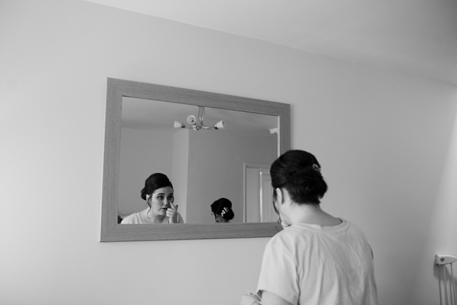 bridesmaid reflection in mirror