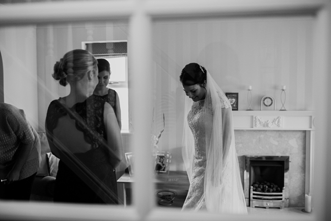 bride through a window