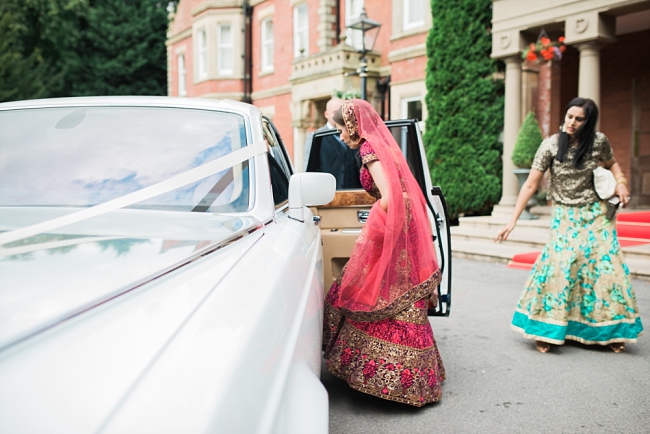 hindu bride in wedding car