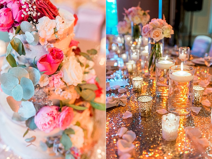 wedding with copper and pink sparkles