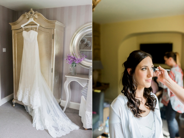 bridal hair and dress