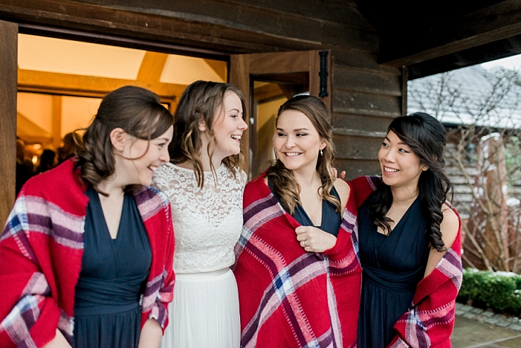 bride and bridesmaids in tartan