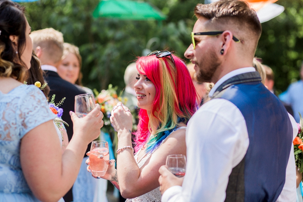 rainbow hair at wedding