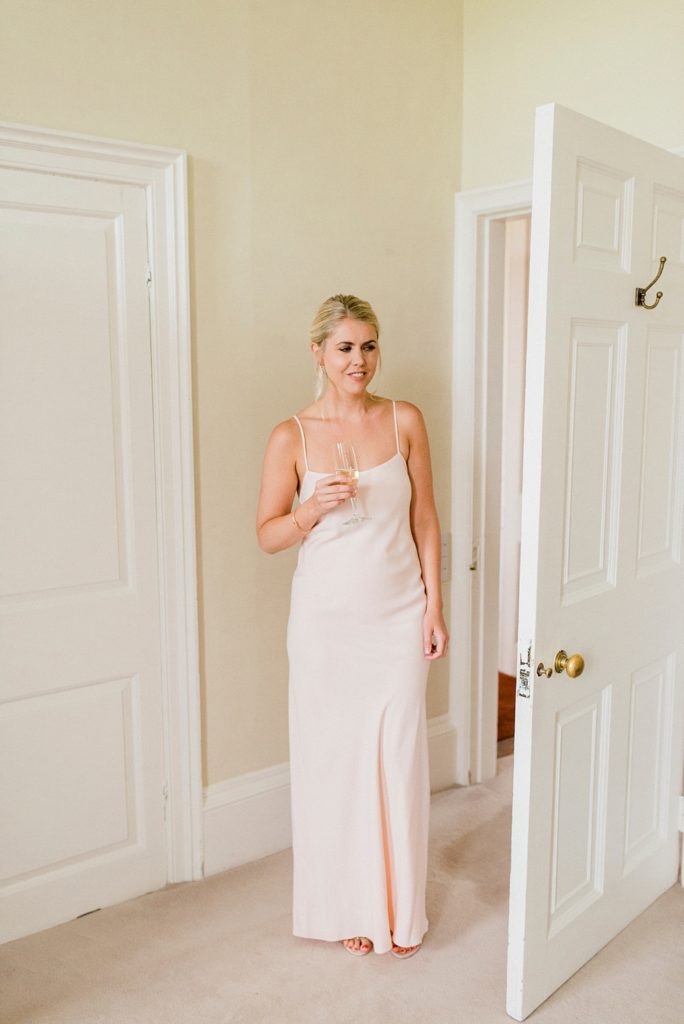 bridesmaid in pale pink at Ardington House 