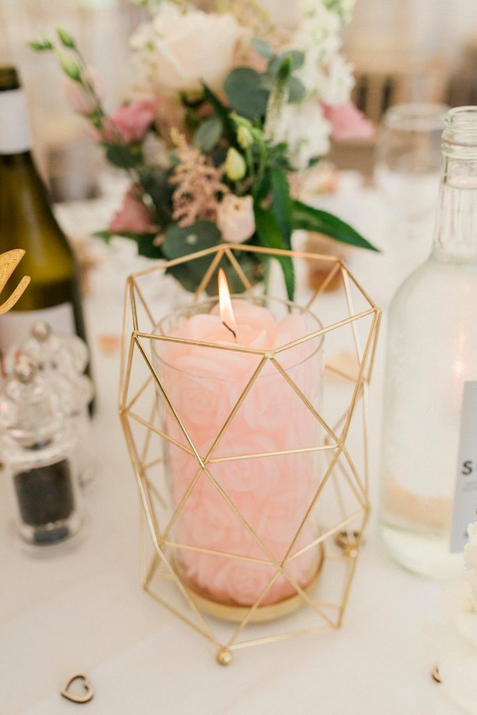 geometric pink candle centrepiece