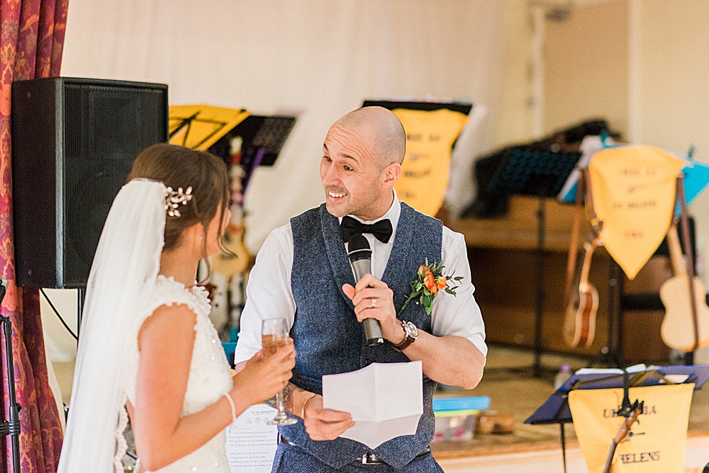 grooms speech at Eccleston Village hall wedding