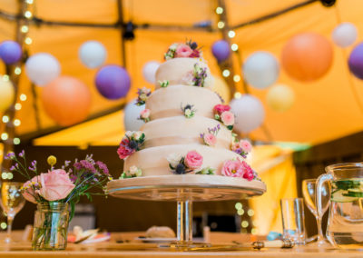 wedding cake in tipi