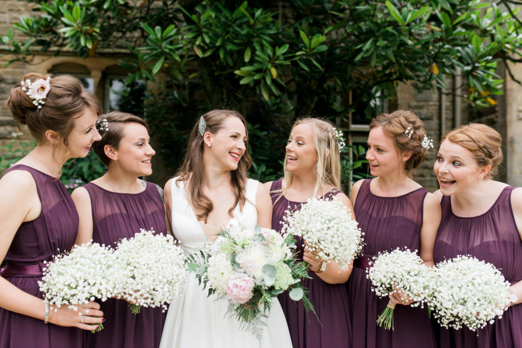 bridesmaids in purple
