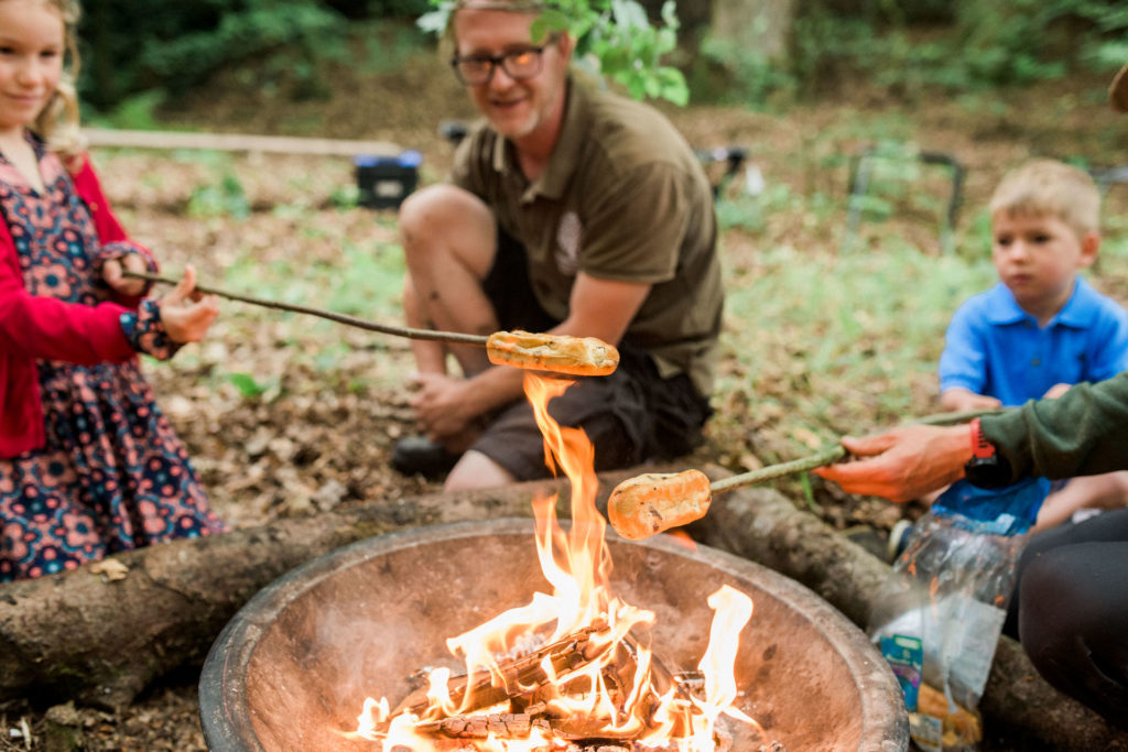toasting brioche on a campfire