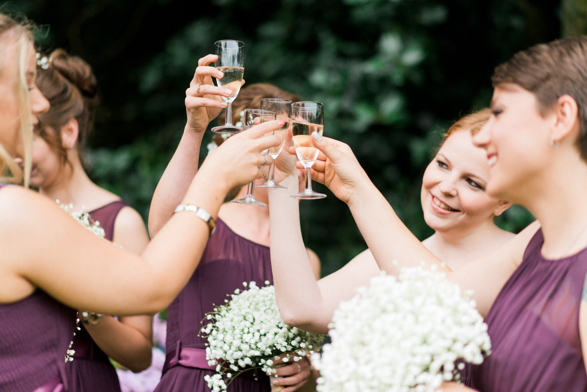 bridesmaids toasting at wyresdale park