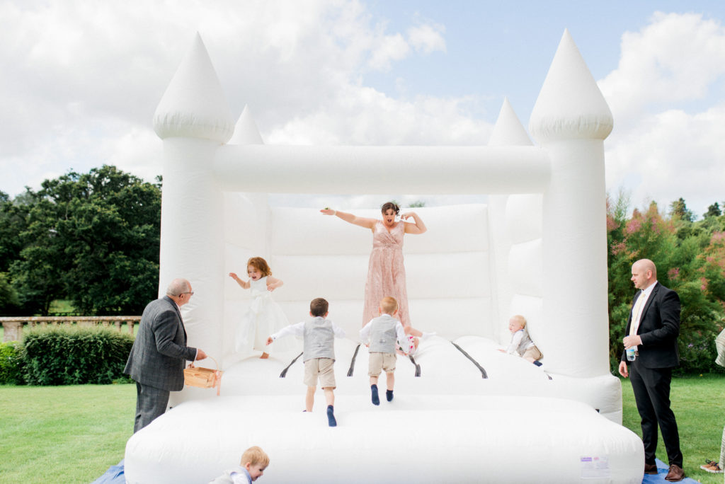 white bouncy castle at Walton hall wedding