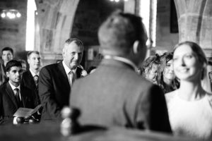 father of the bride looks on at crayke church