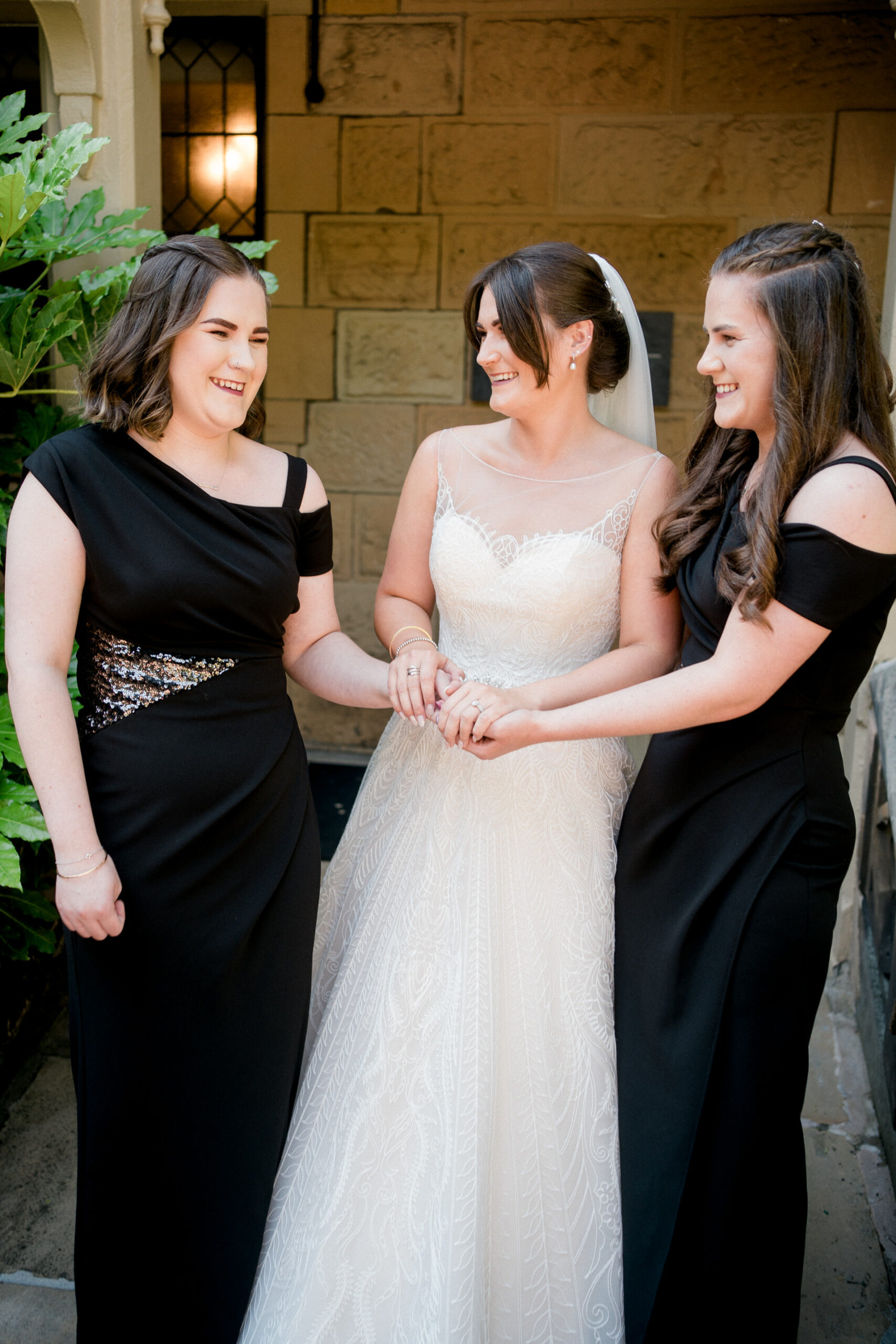 bride and her sisters