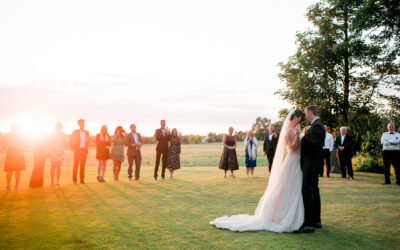 A West Tower Wedding with outdoor dancing at sunset