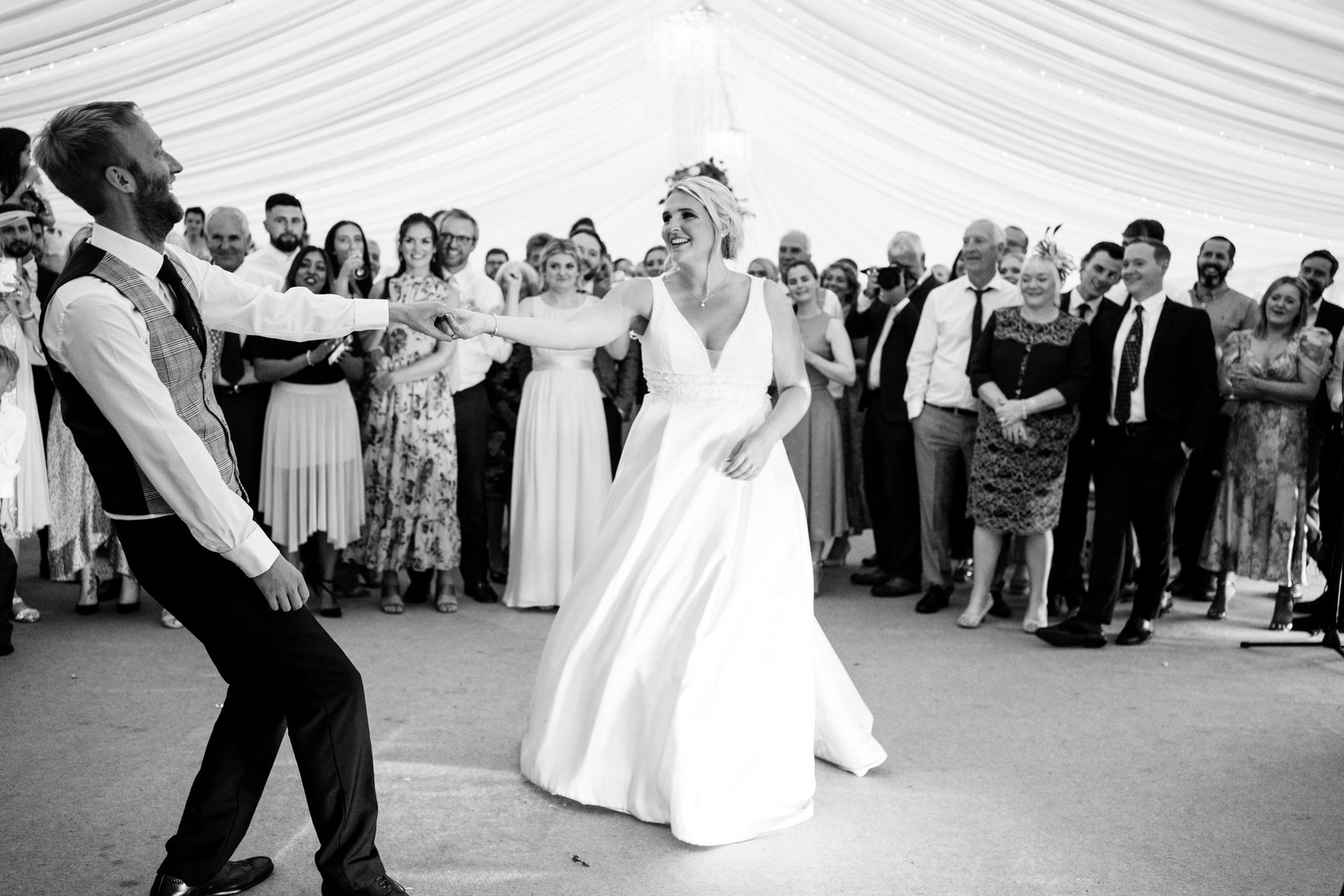 first dance at marquee wedding