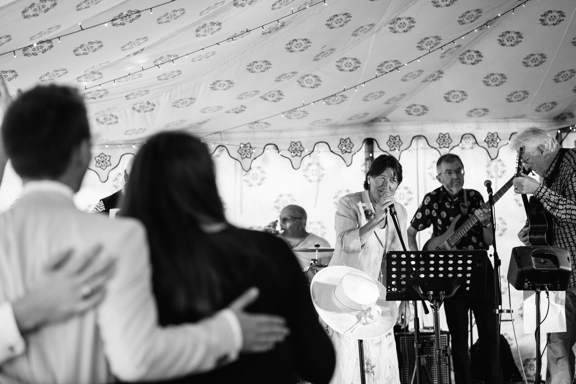 wedding band in marquee