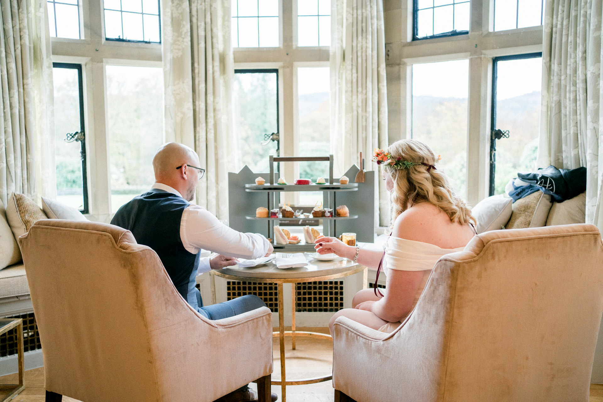 just us package bride and groom have afternoon tea at cragwood country house