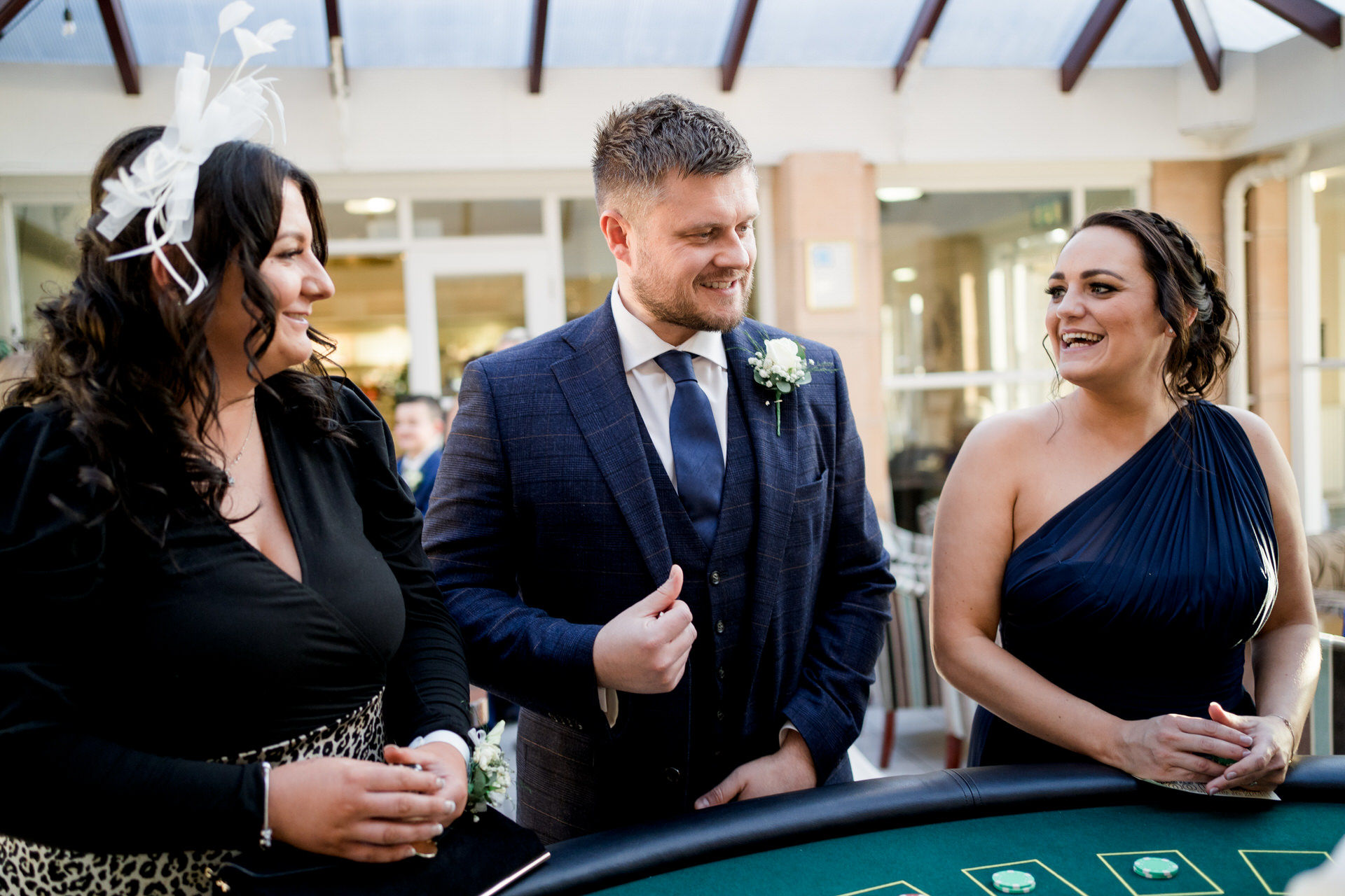 guests at casino tables at shaw hill wedding