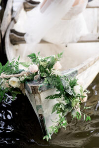flowers on rowing boat