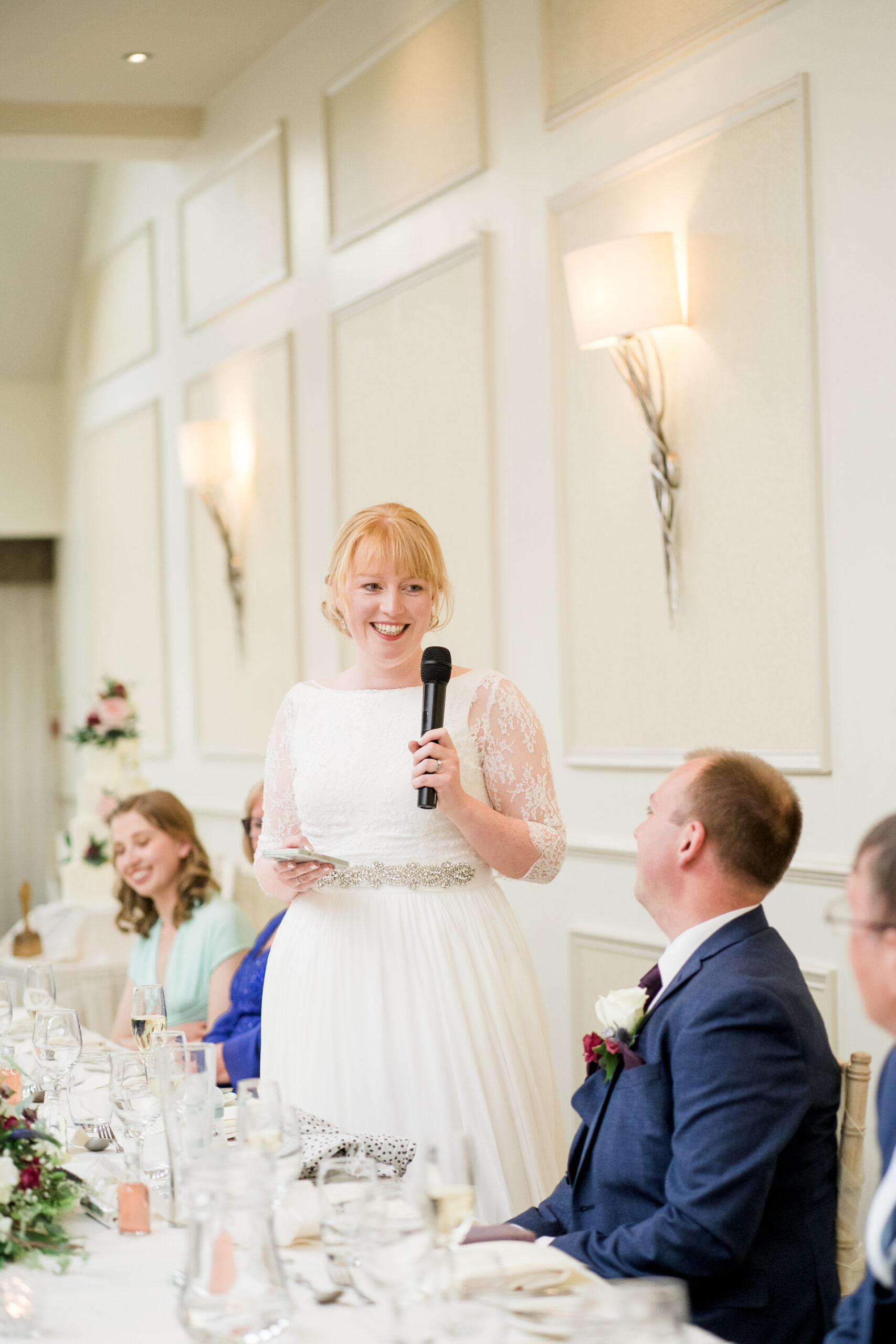 bride makes speech at Clifton arms in lytham
