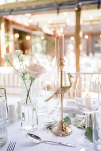 brass candlesticks at outdoor wedding at eleven didsbury park