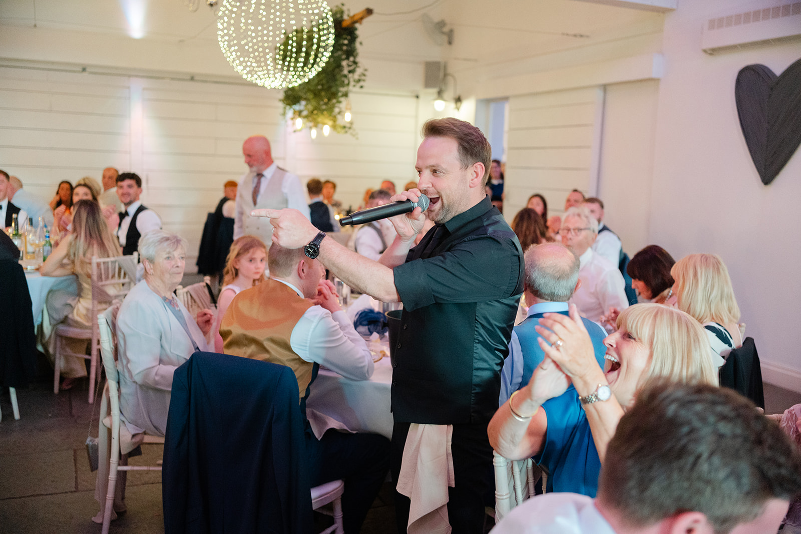 singing waiters at Bashall Barn wedding