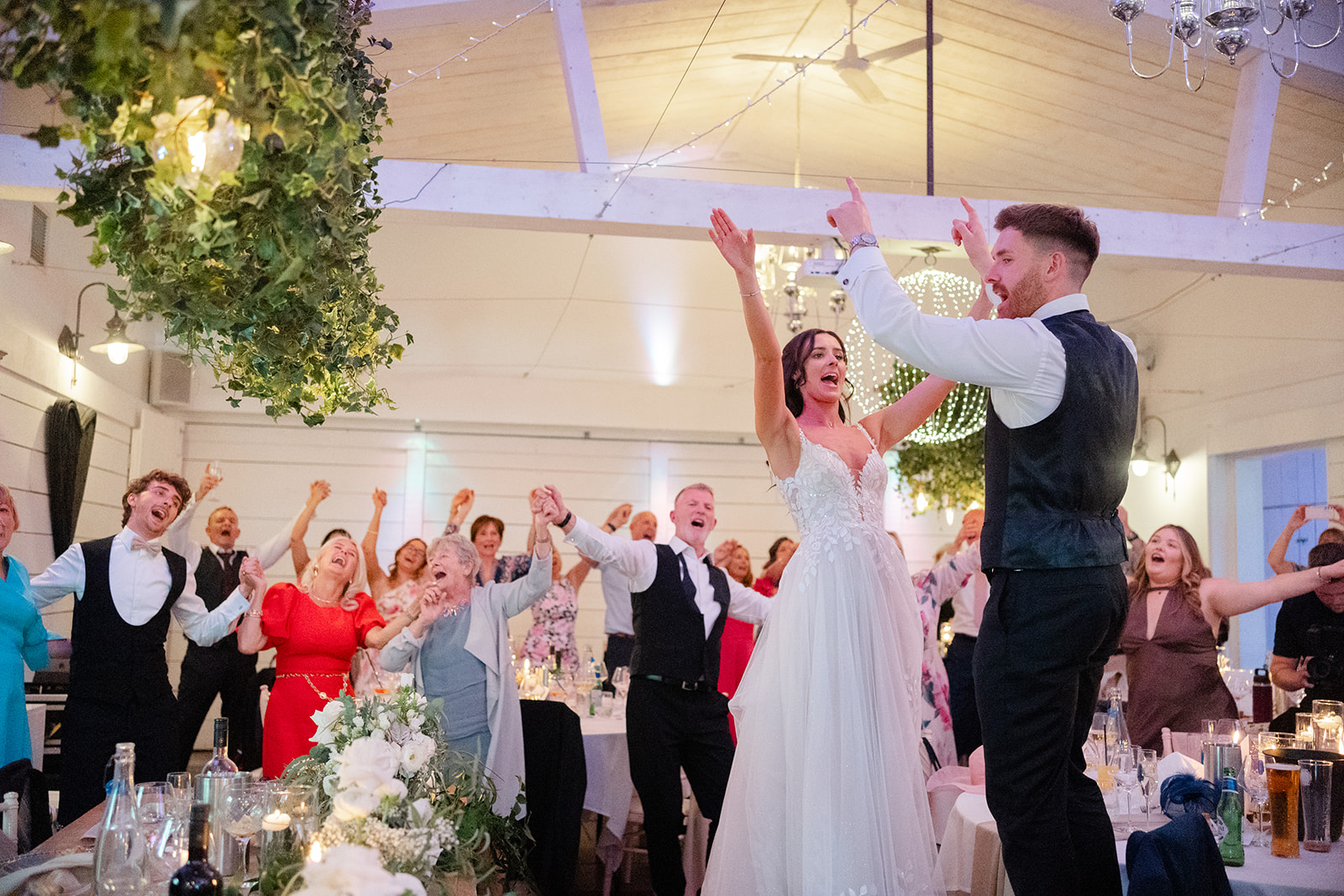 singing waiters at bashall Barn wedding
