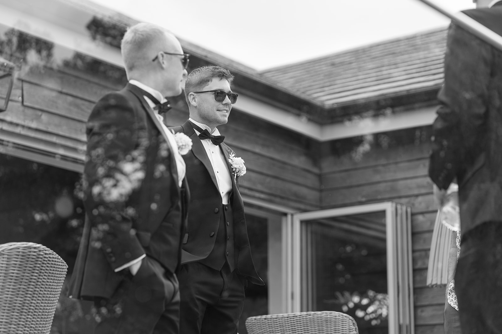 groom wearing sunglasses at hobbit hill