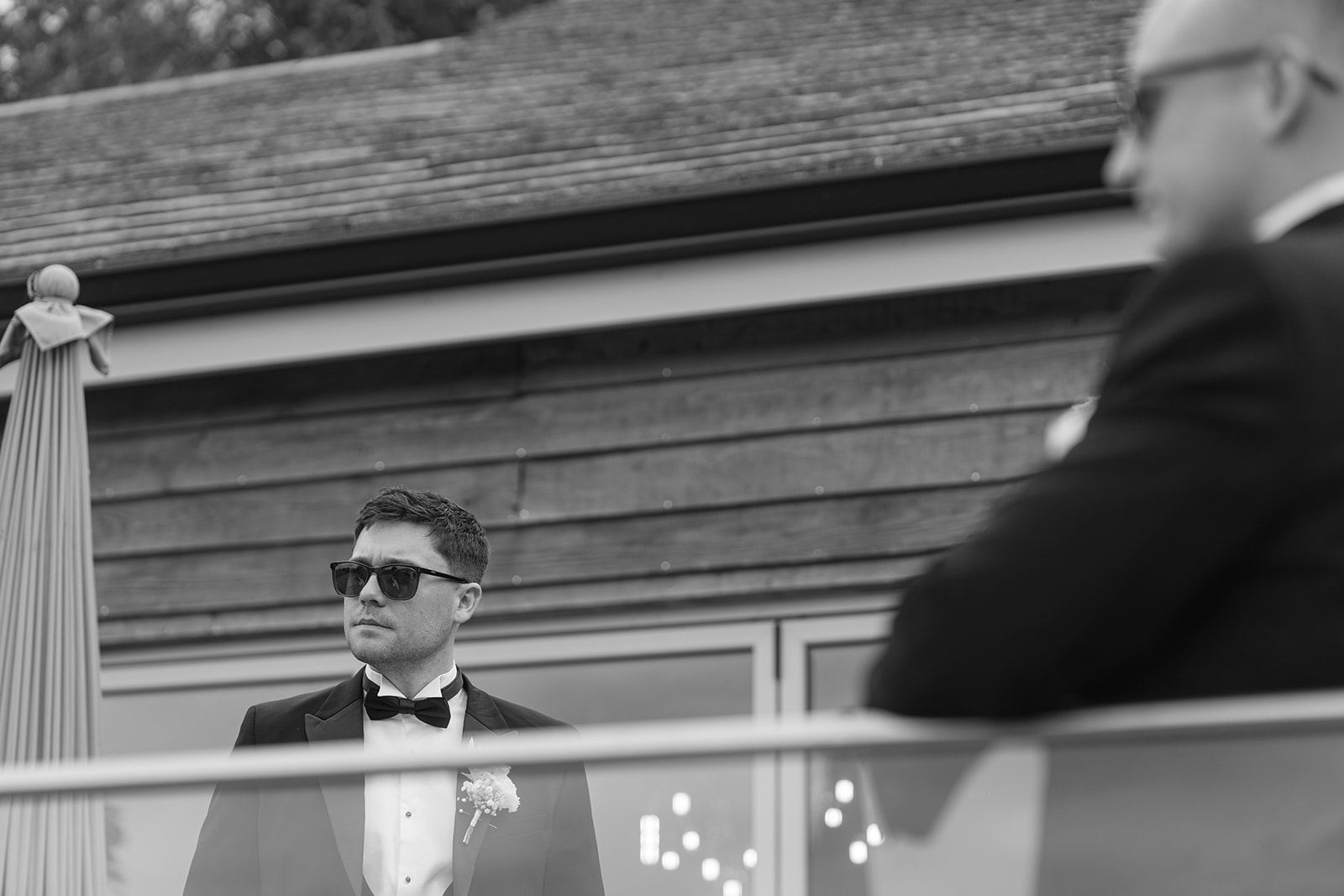groom wearing sunglasses at hobbit hill