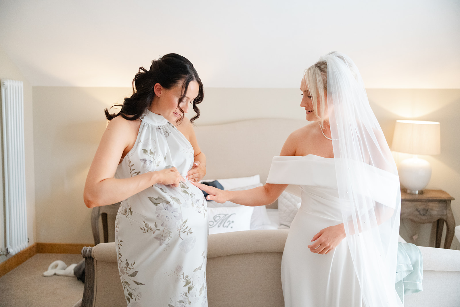 bride feels pregnant maid of honour's bump