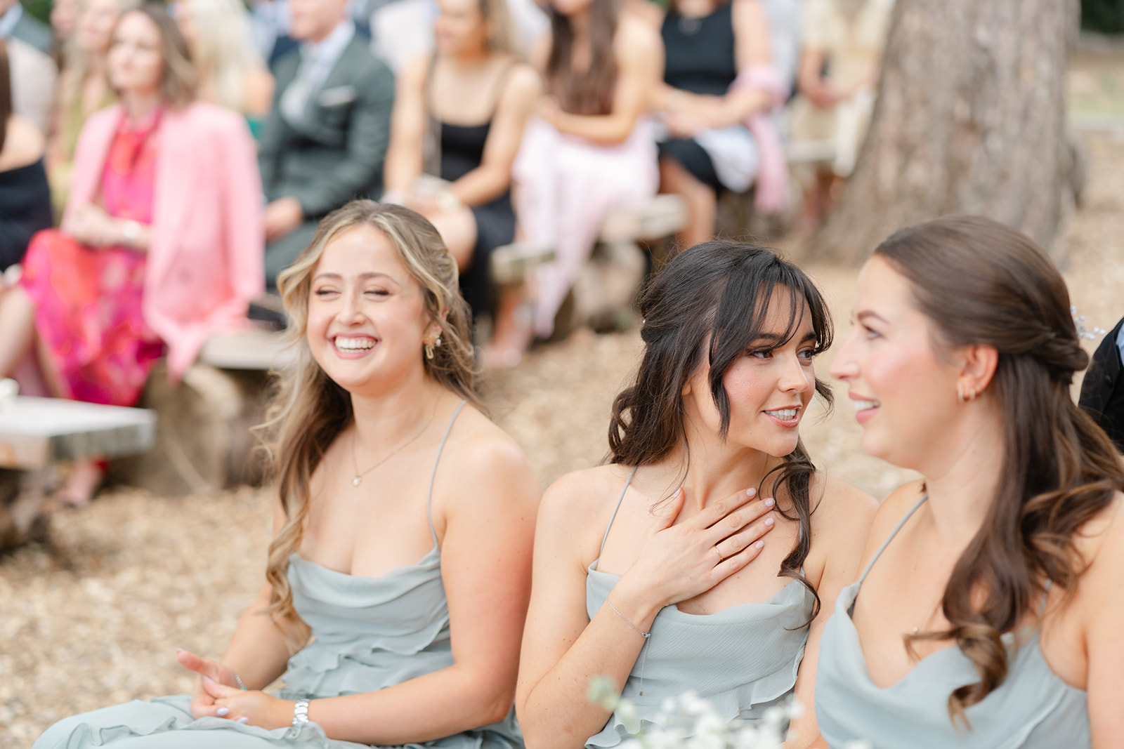 bridesmaids react to wedding ceremony